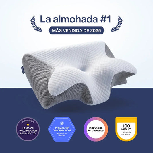 Almohada cervical sobre fondo claro